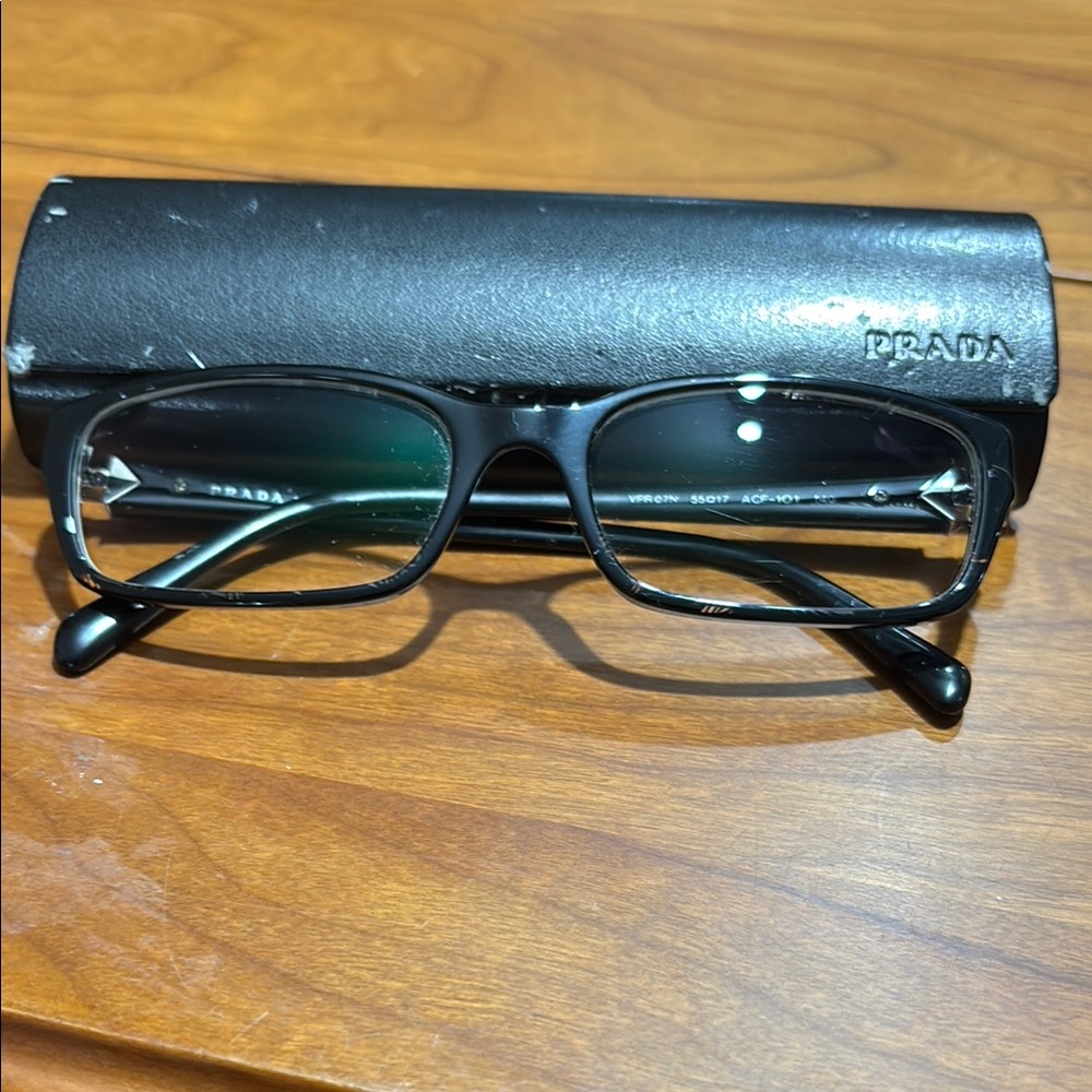 Prada Black Rectangular Glasses - Picture 1 of 7